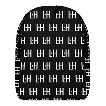 LoH Minimalist Black Backpack with LH Logo Pattern Print