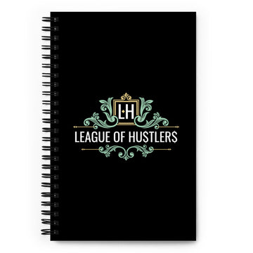Black Spiral Notepad with League of Hustlers Logo and Dot Grid Layout