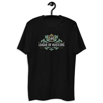 League of Hustlers Black T-Shirt with LH Flourish Logo