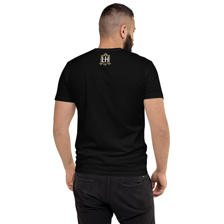 League of Hustlers Black T-Shirt with LH Flourish Logo