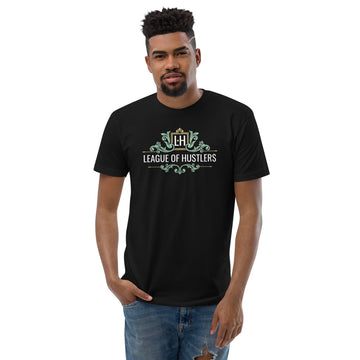 League of Hustlers Black T-Shirt with LH Flourish Logo