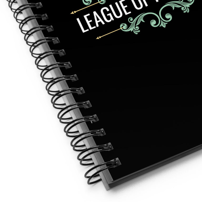 Black Spiral Notepad with League of Hustlers Logo and Dot Grid Layout